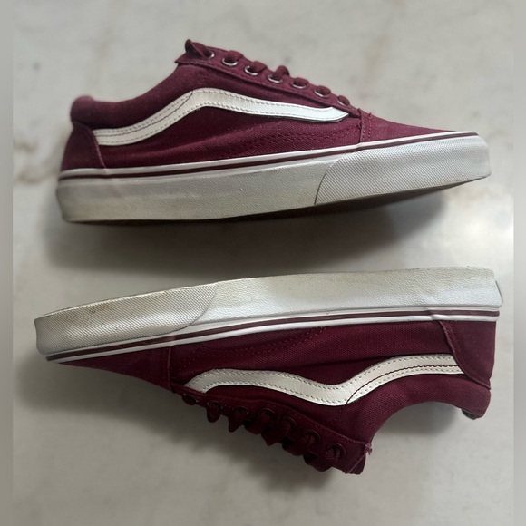 Vans Burgundy  Old School Lace Up Sneakers Men’s 7.0 Women’s 8.5 - Picture 2 of 7